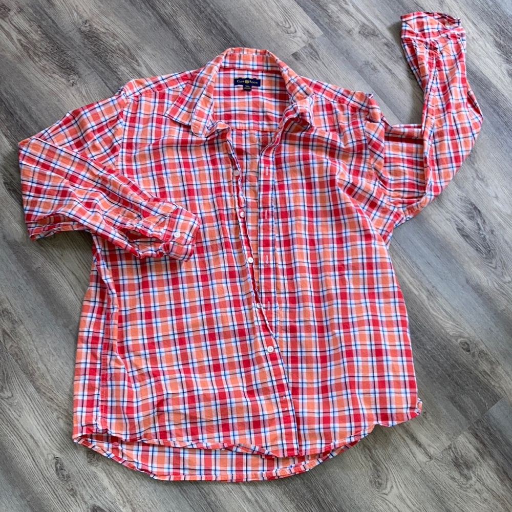 Red & Orange Striped Club Room Button Up